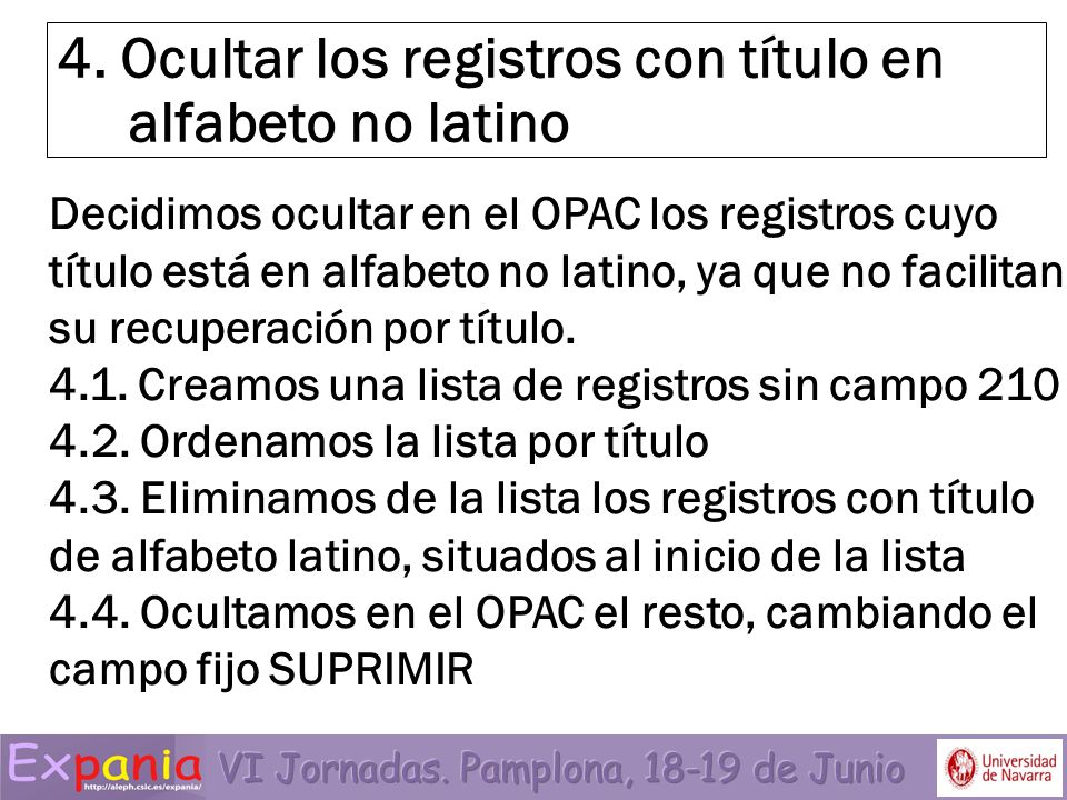 4. Ocultar los registros con título en alfabeto no latino