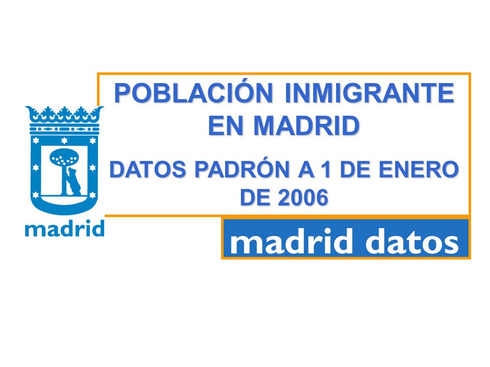 POBLACIÓN INMIGRANTE EN MADRID DATOS PADRÓN A 1 DE ENERO DE 2006