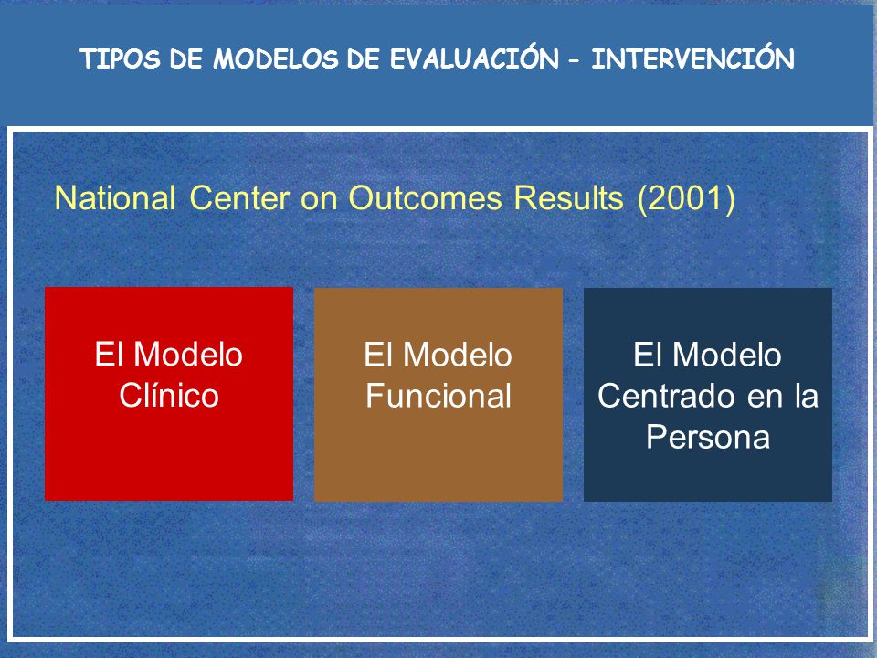 TIPOS DE MODELOS DE EVALUACIÓN - INTERVENCIÓN