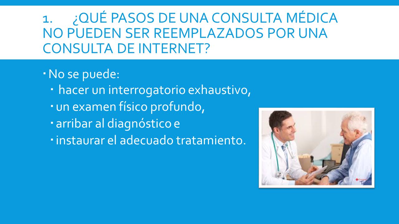 1. ¿Qué pasos de una consulta médica no pueden ser reemplazados por una consulta de Internet