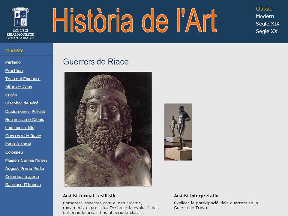 Història de l Art Guerrers de Riace Clàssic Modern Segle XIX Segle XX