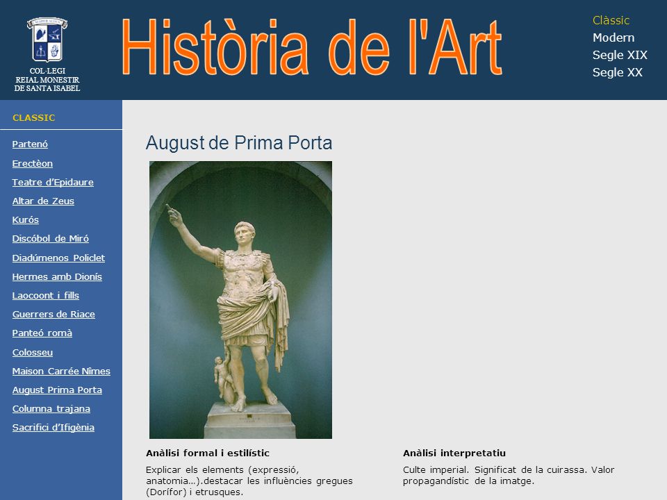 Història de l Art August de Prima Porta Clàssic Modern Segle XIX