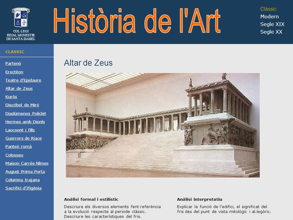 Història de l Art Altar de Zeus Clàssic Modern Segle XIX Segle XX
