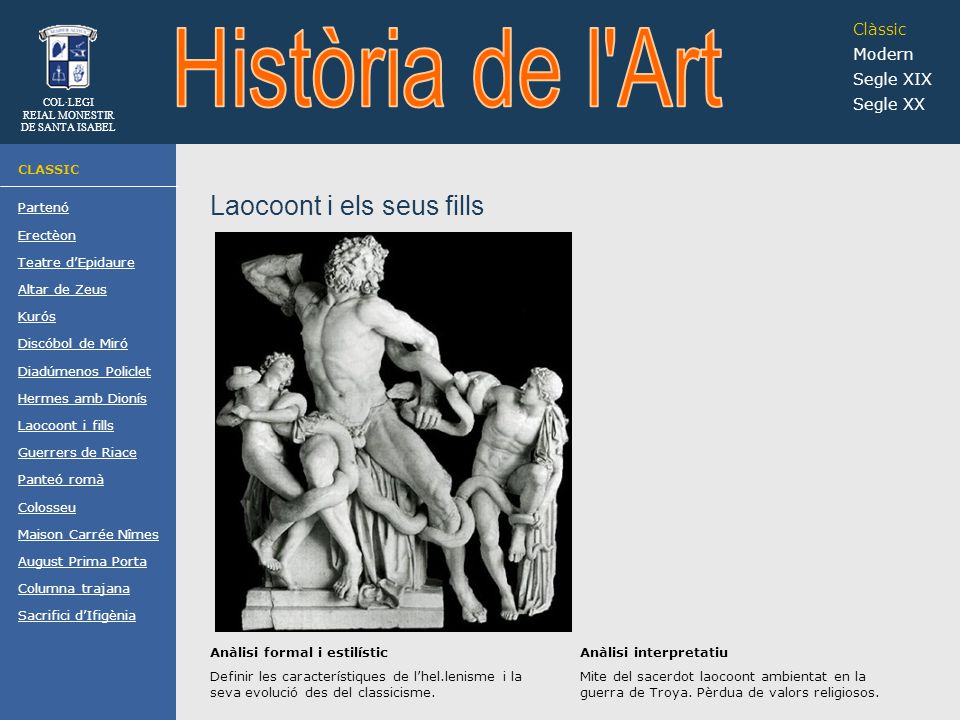 Història de l Art Laocoont i els seus fills Clàssic Modern Segle XIX