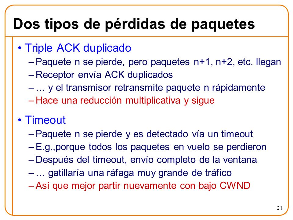 Dos tipos de pérdidas de paquetes