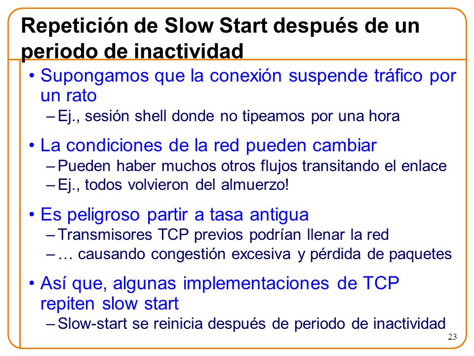 Repetición de Slow Start después de un periodo de inactividad