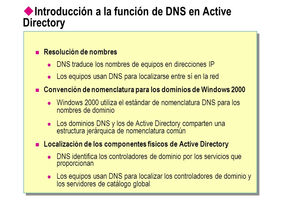 Introducción a la función de DNS en Active Directory