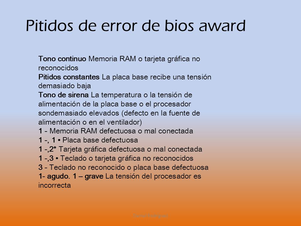 Pitidos de error de bios award