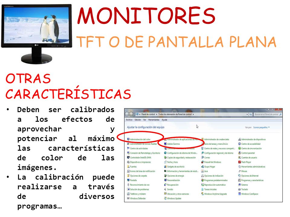 MONITORES TFT O DE PANTALLA PLANA OTRAS CARACTERÍSTICAS