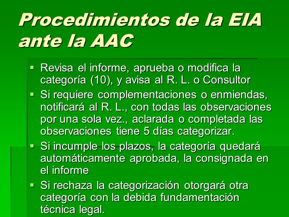 Procedimientos de la EIA ante la AAC