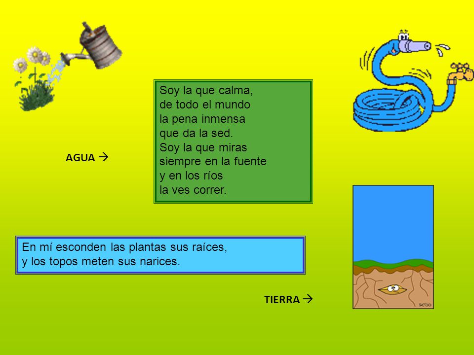 Soy la que calma, de todo el mundo. la pena inmensa. que da la sed. Soy la que miras. siempre en la fuente.