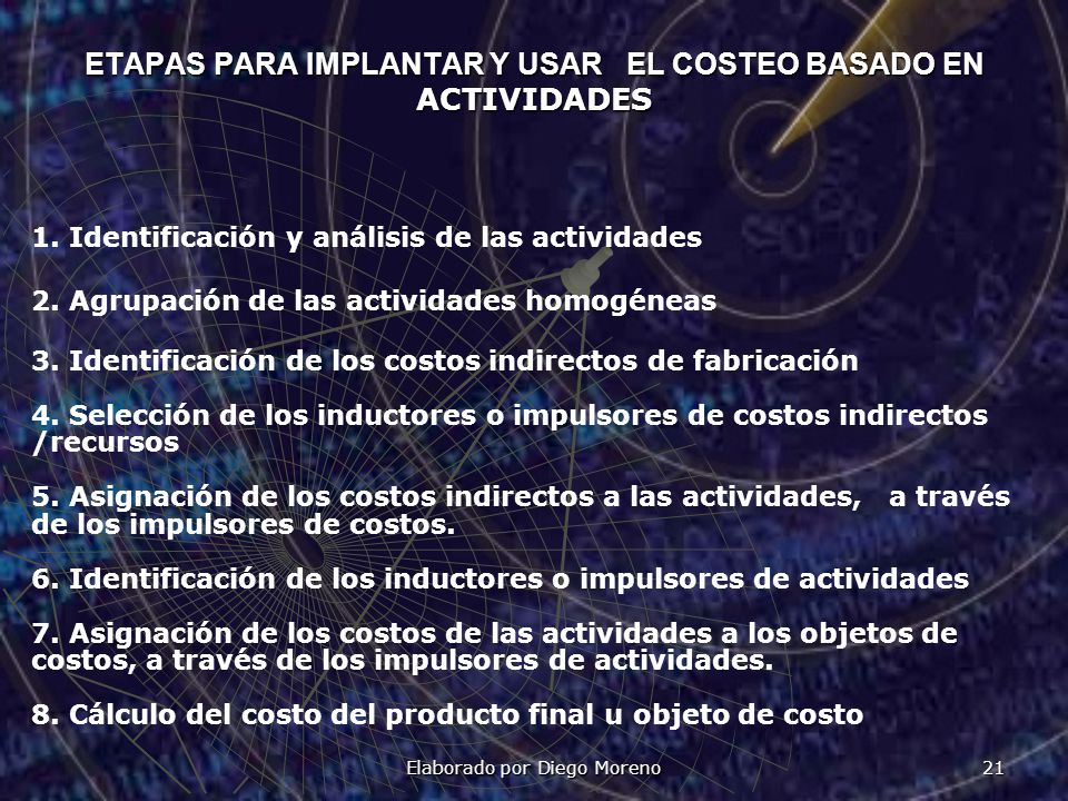 ETAPAS PARA IMPLANTAR Y USAR EL COSTEO BASADO EN ACTIVIDADES