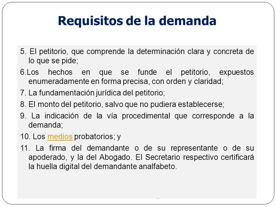 Requisitos de la demanda