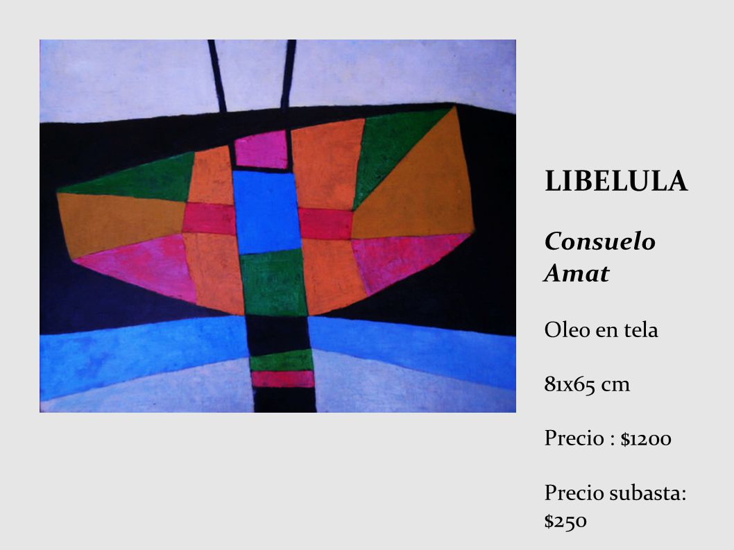 LIBELULA Consuelo Amat Oleo en tela 81x65 cm Precio : $1200