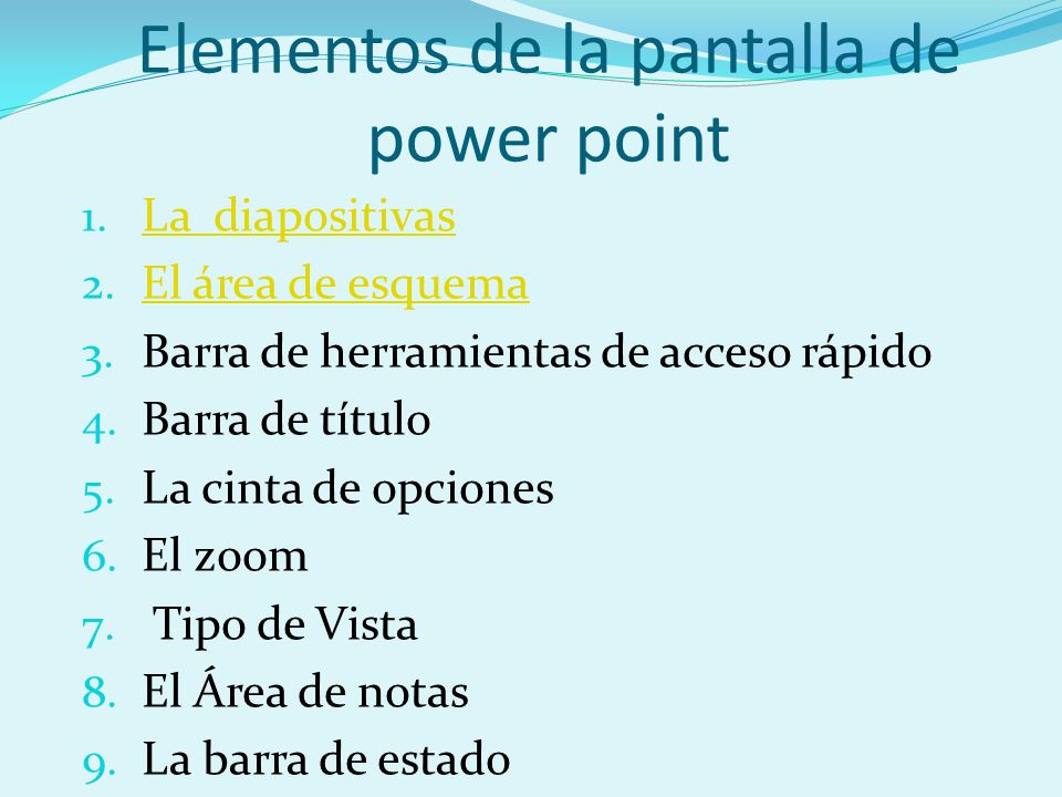 Elementos de la pantalla de power point