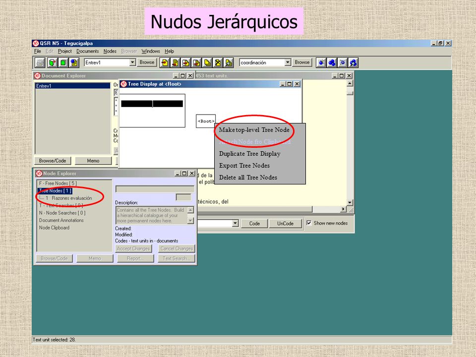 Nudos Jerárquicos Make top-level Tree Node Attach Node fro Clipboard