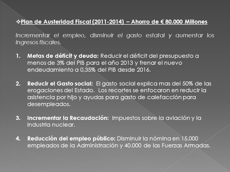 Plan de Austeridad Fiscal ( ) – Ahorro de € Millones
