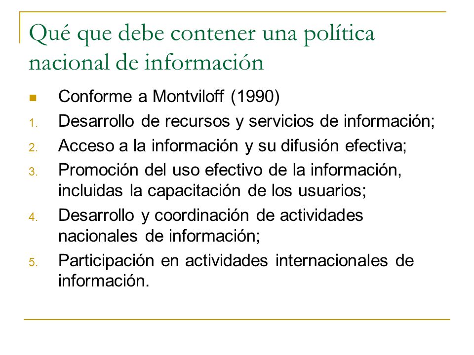 Qué que debe contener una política nacional de información