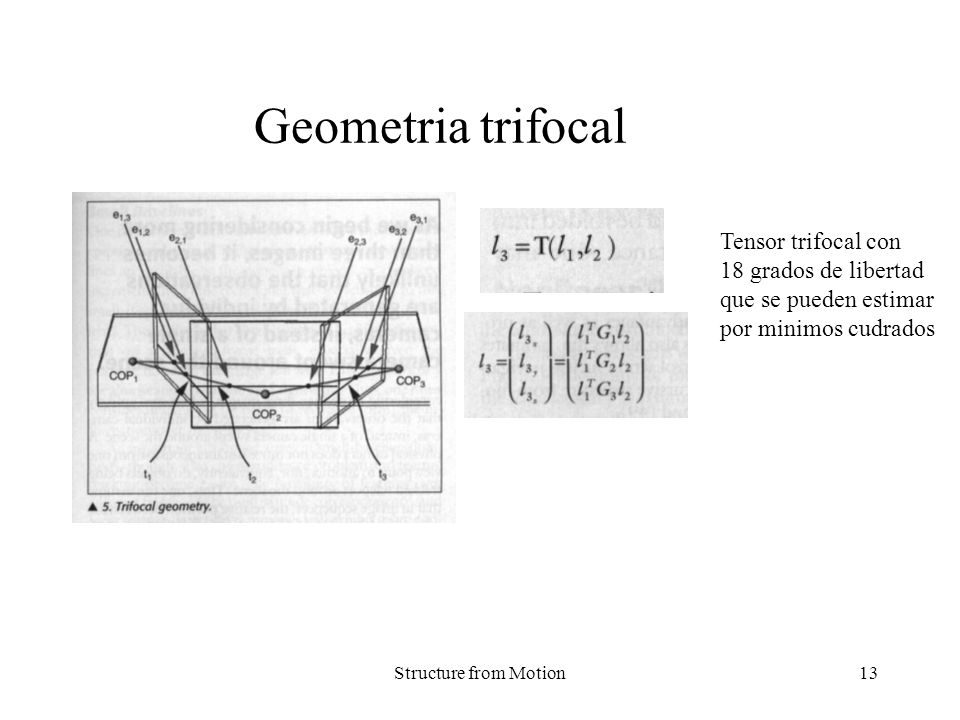 Geometria trifocal Tensor trifocal con 18 grados de libertad