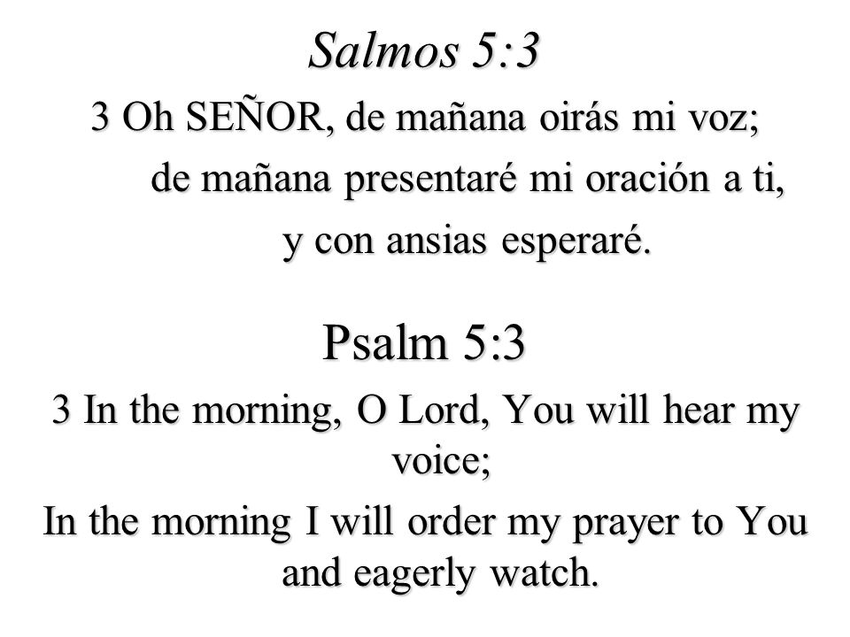 Salmos 5:3 Psalm 5:3 3 Oh SEÑOR, de mañana oirás mi voz;