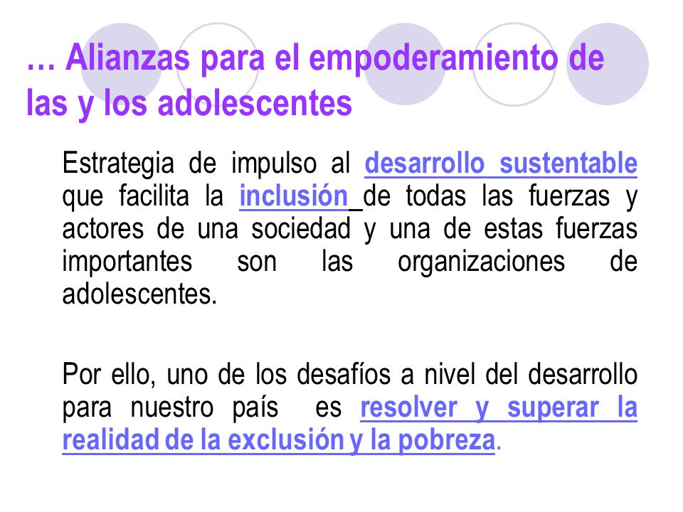 … Alianzas para el empoderamiento de las y los adolescentes