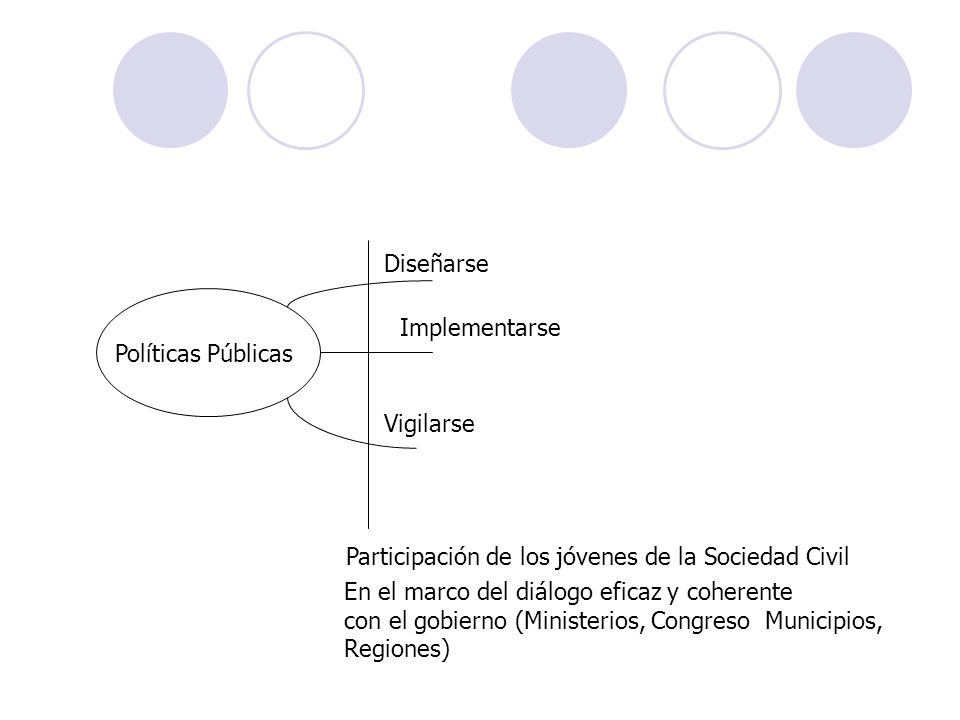 Diseñarse Políticas Públicas. Implementarse. Vigilarse. Participación de los jóvenes de la Sociedad Civil.