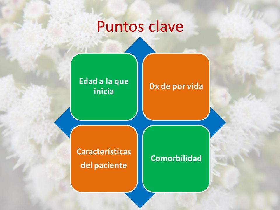 Puntos clave Edad a la que inicia Dx de por vida Características