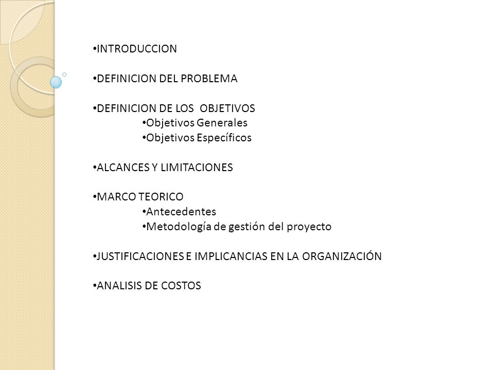 INTRODUCCION DEFINICION DEL PROBLEMA. DEFINICION DE LOS OBJETIVOS. Objetivos Generales. Objetivos Específicos.