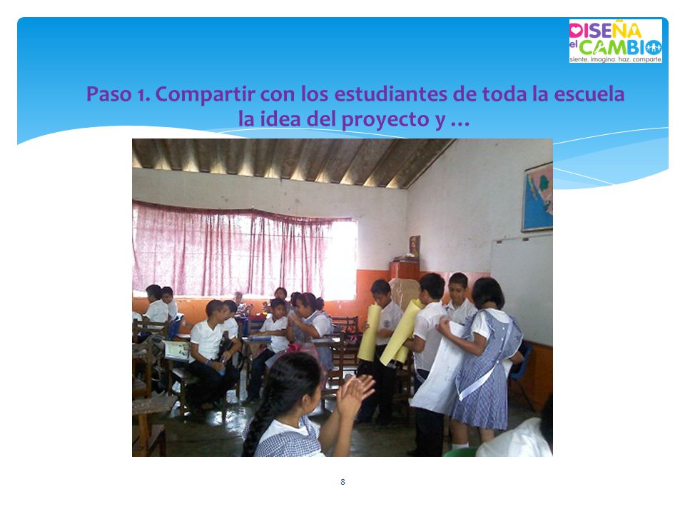 Paso 1. Compartir con los estudiantes de toda la escuela la idea del proyecto y …