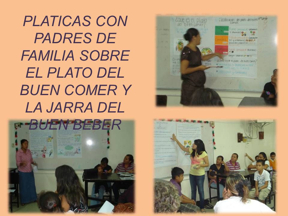 PLATICAS CON PADRES DE FAMILIA SOBRE EL PLATO DEL BUEN COMER Y LA JARRA DEL BUEN BEBER