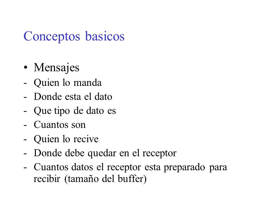 Conceptos basicos Mensajes Quien lo manda Donde esta el dato