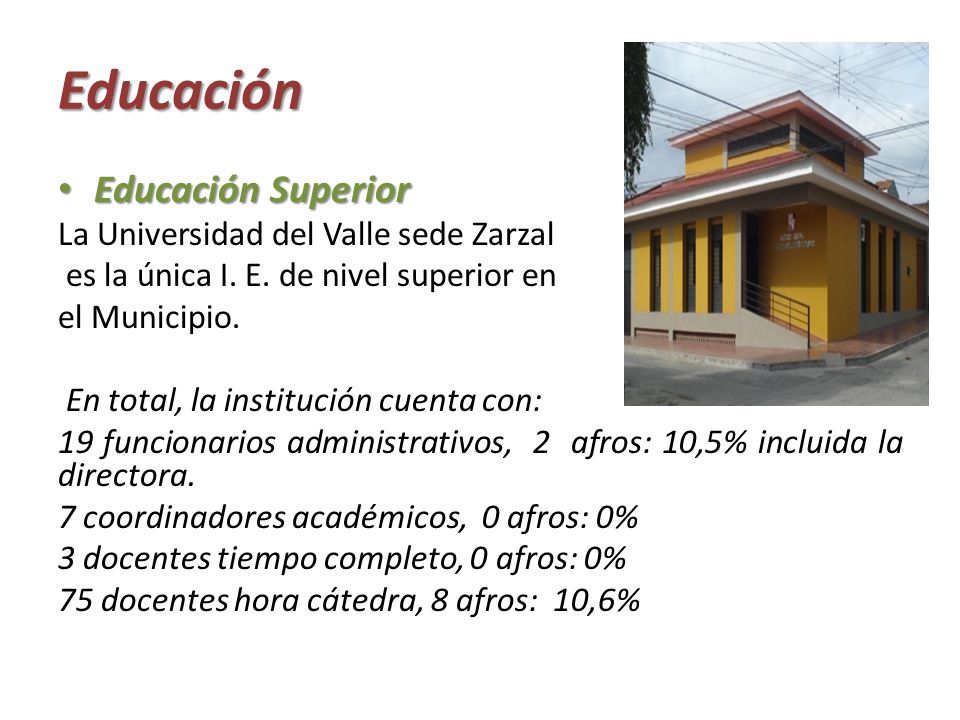 Educación Educación Superior La Universidad del Valle sede Zarzal