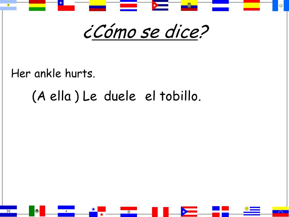 ¿Cómo se dice Her ankle hurts. (A ella ) Le duele el tobillo.
