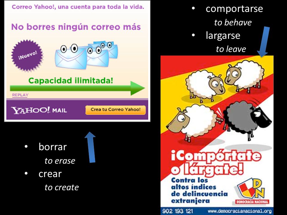 comportarse to behave largarse to leave borrar to erase crear to create