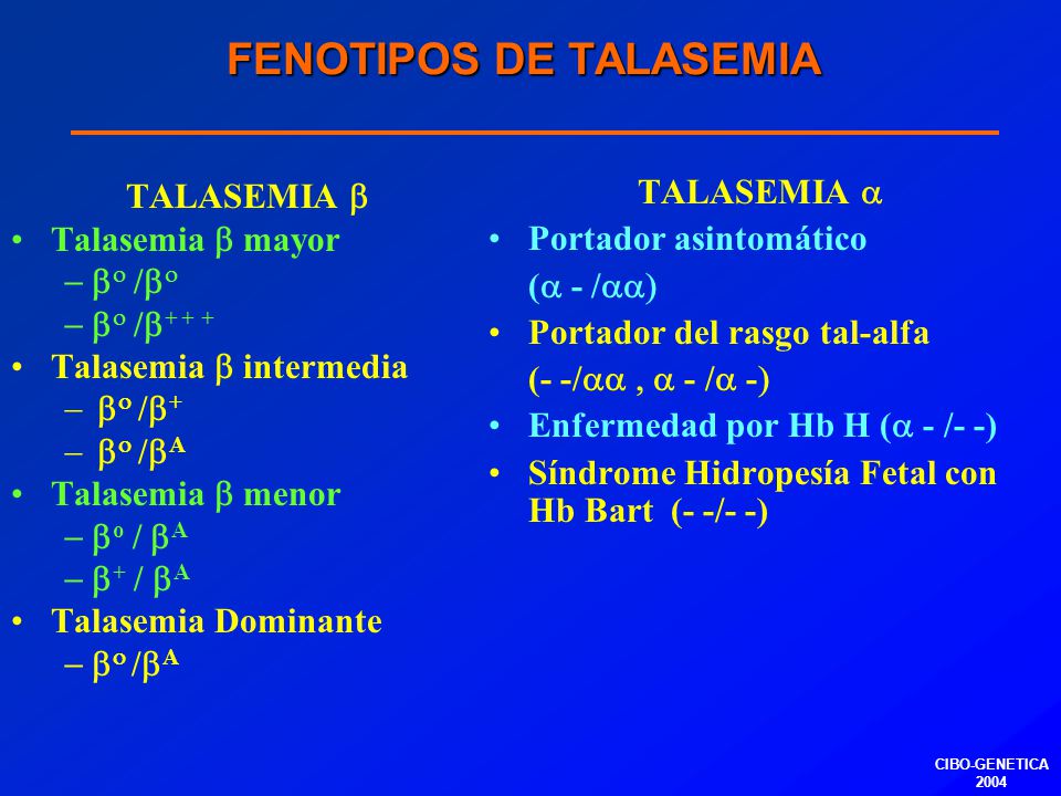 FENOTIPOS DE TALASEMIA