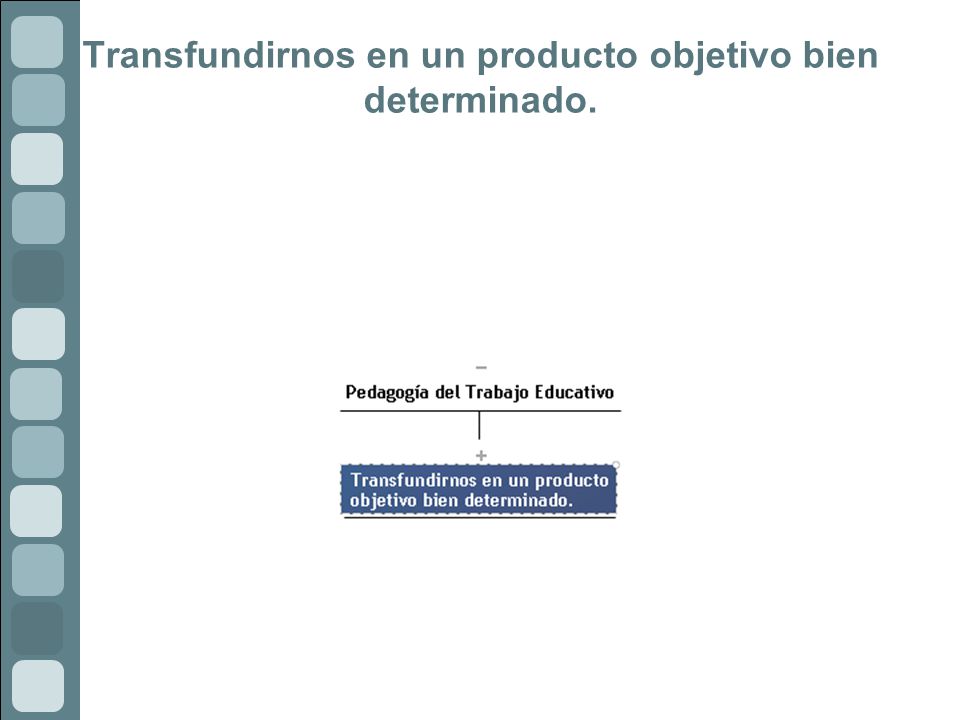 Transfundirnos en un producto objetivo bien determinado.