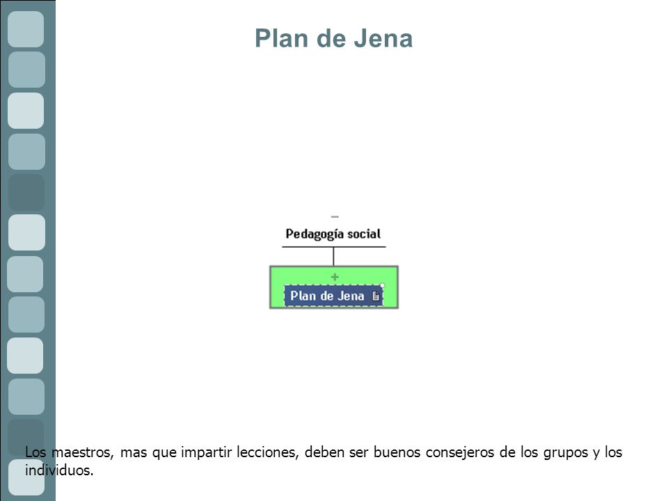 Plan de Jena Los maestros, mas que impartir lecciones, deben ser buenos consejeros de los grupos y los individuos.