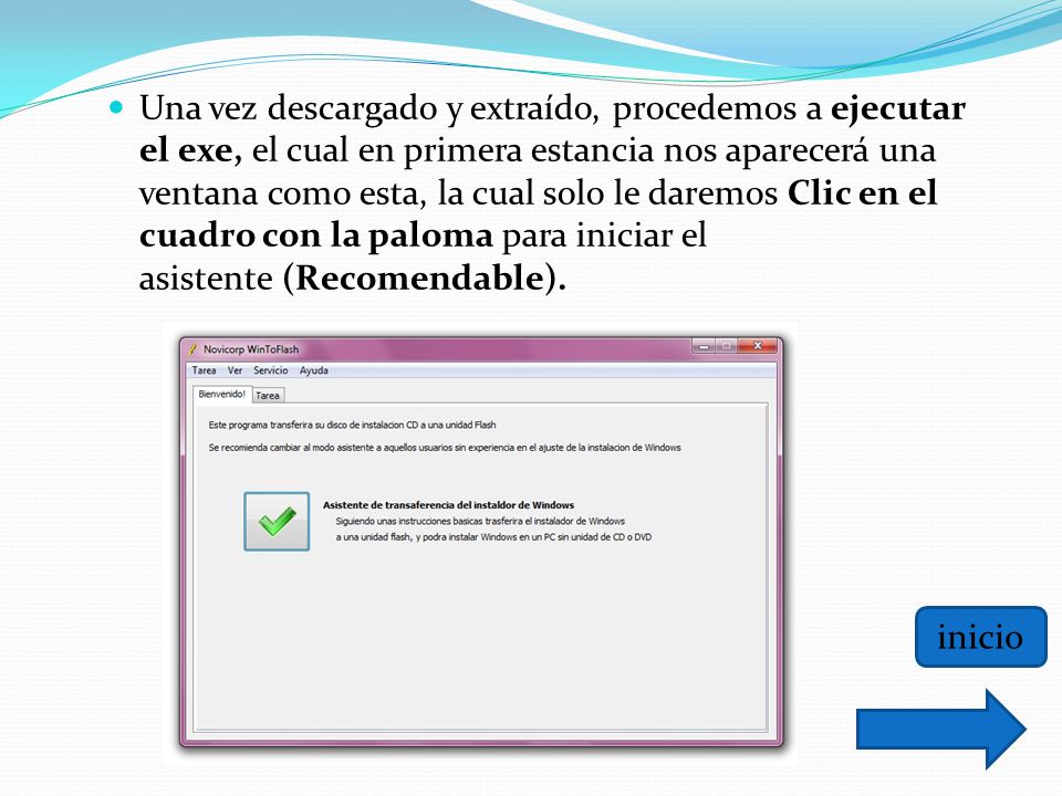 Una vez descargado y extraído, procedemos a ejecutar el exe, el cual en primera estancia nos aparecerá una ventana como esta, la cual solo le daremos Clic en el cuadro con la paloma para iniciar el asistente (Recomendable).