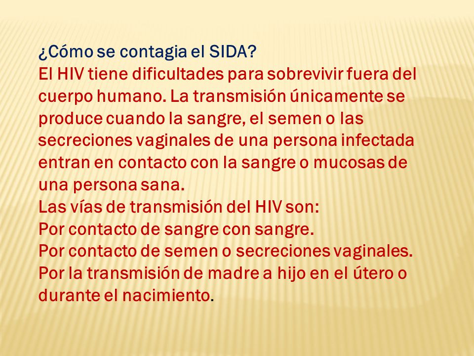 ¿Cómo se contagia el SIDA