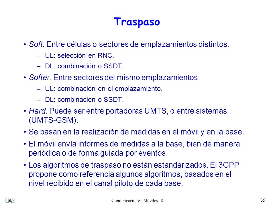 Traspaso Soft. Entre células o sectores de emplazamientos distintos.