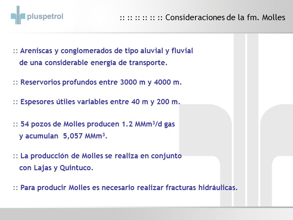 :: :: :: :: :: :: Consideraciones de la fm. Molles