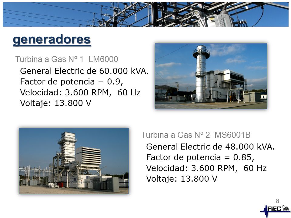 generadores Turbina a Gas Nº 1 LM6000 General Electric de kVA.