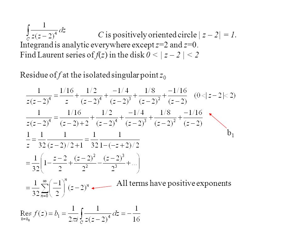 C is positively oriented circle | z – 2| = 1.
