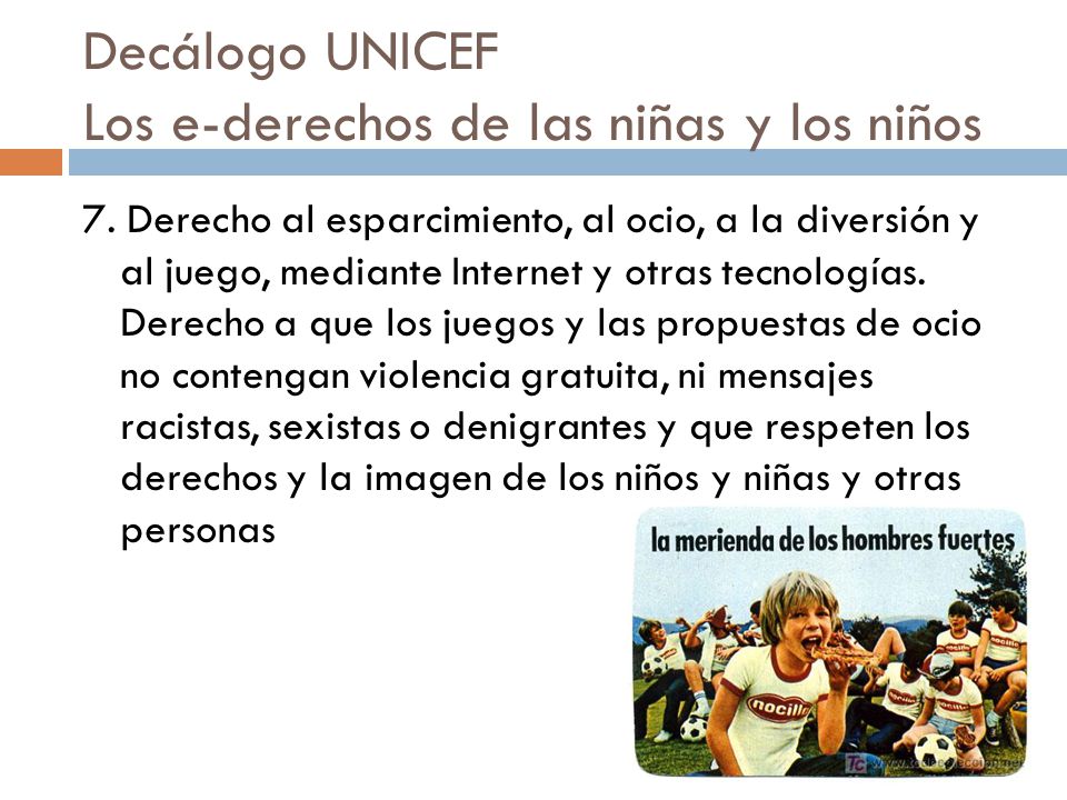 Decálogo UNICEF Los e-derechos de las niñas y los niños