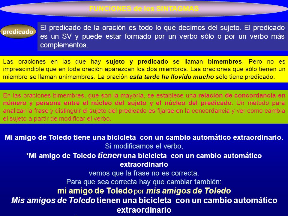 FUNCIONES de los SINTAGMAS