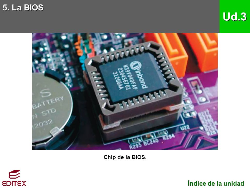 5. La BIOS Ud.3 Chip de la BIOS. Índice de la unidad