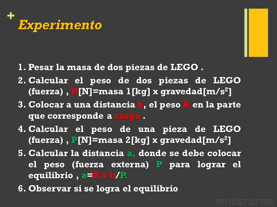 Experimento Pesar la masa de dos piezas de LEGO .