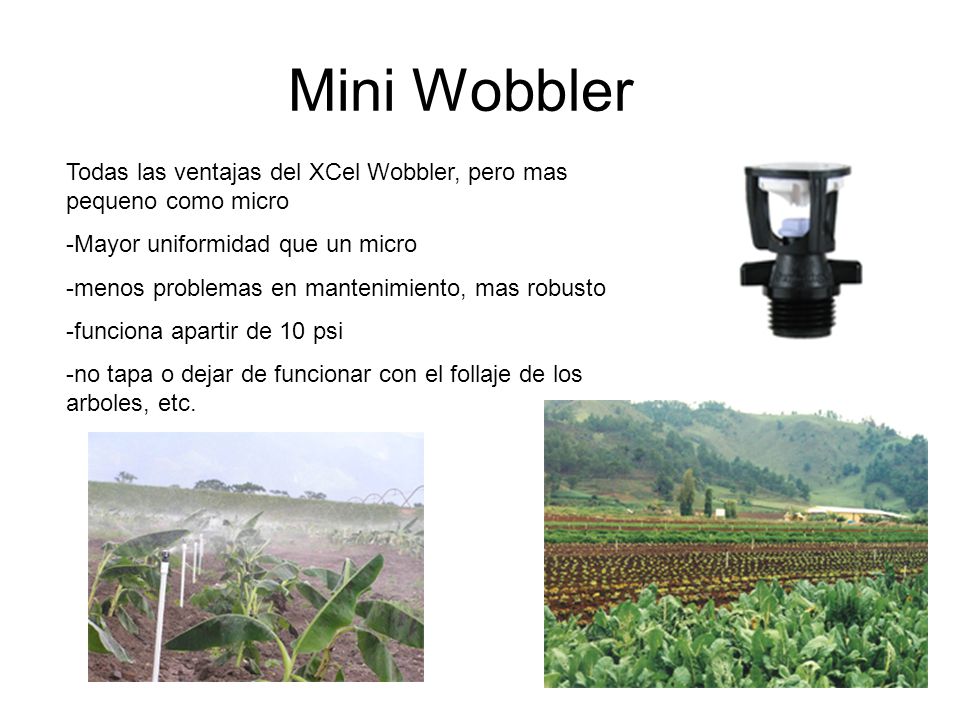 Mini Wobbler Todas las ventajas del XCel Wobbler, pero mas pequeno como micro. -Mayor uniformidad que un micro.