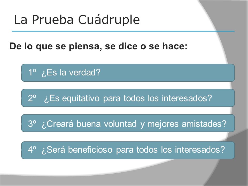 La Prueba Cuádruple De lo que se piensa, se dice o se hace: