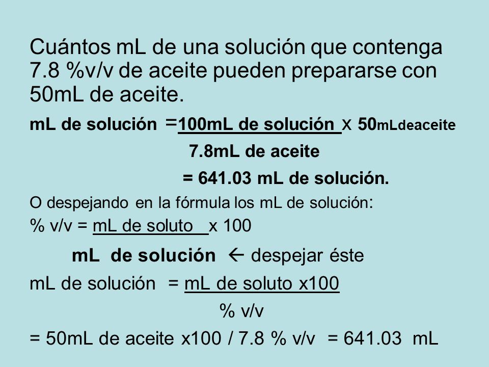 mL de solución  despejar éste